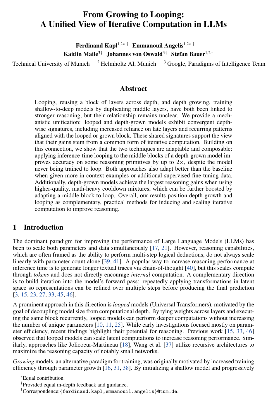 From Growing to Looping: A Unified View of Iterative Computation in LLMs
