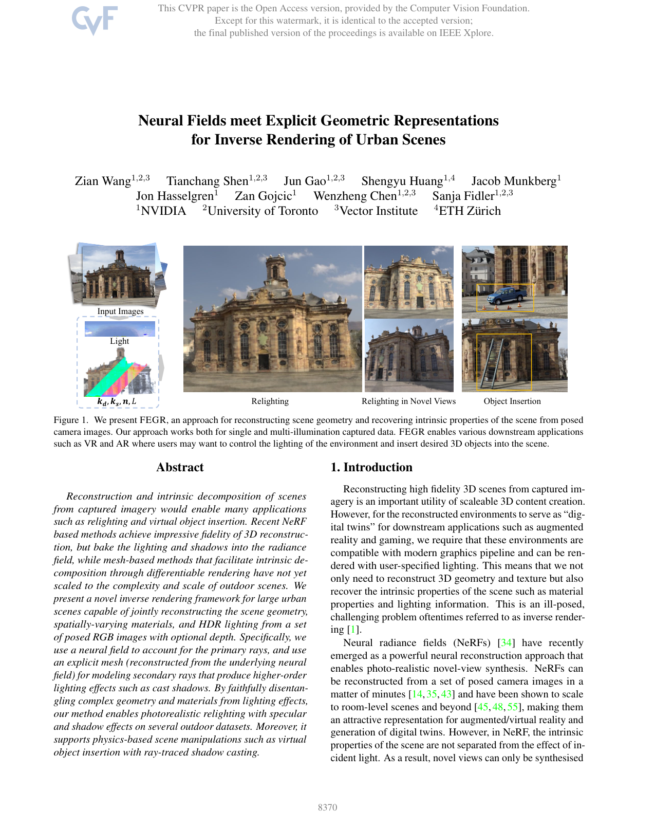 Cover for Neural Fields Meet Explicit Geometric Representations for Inverse Rendering of Urban Scenes