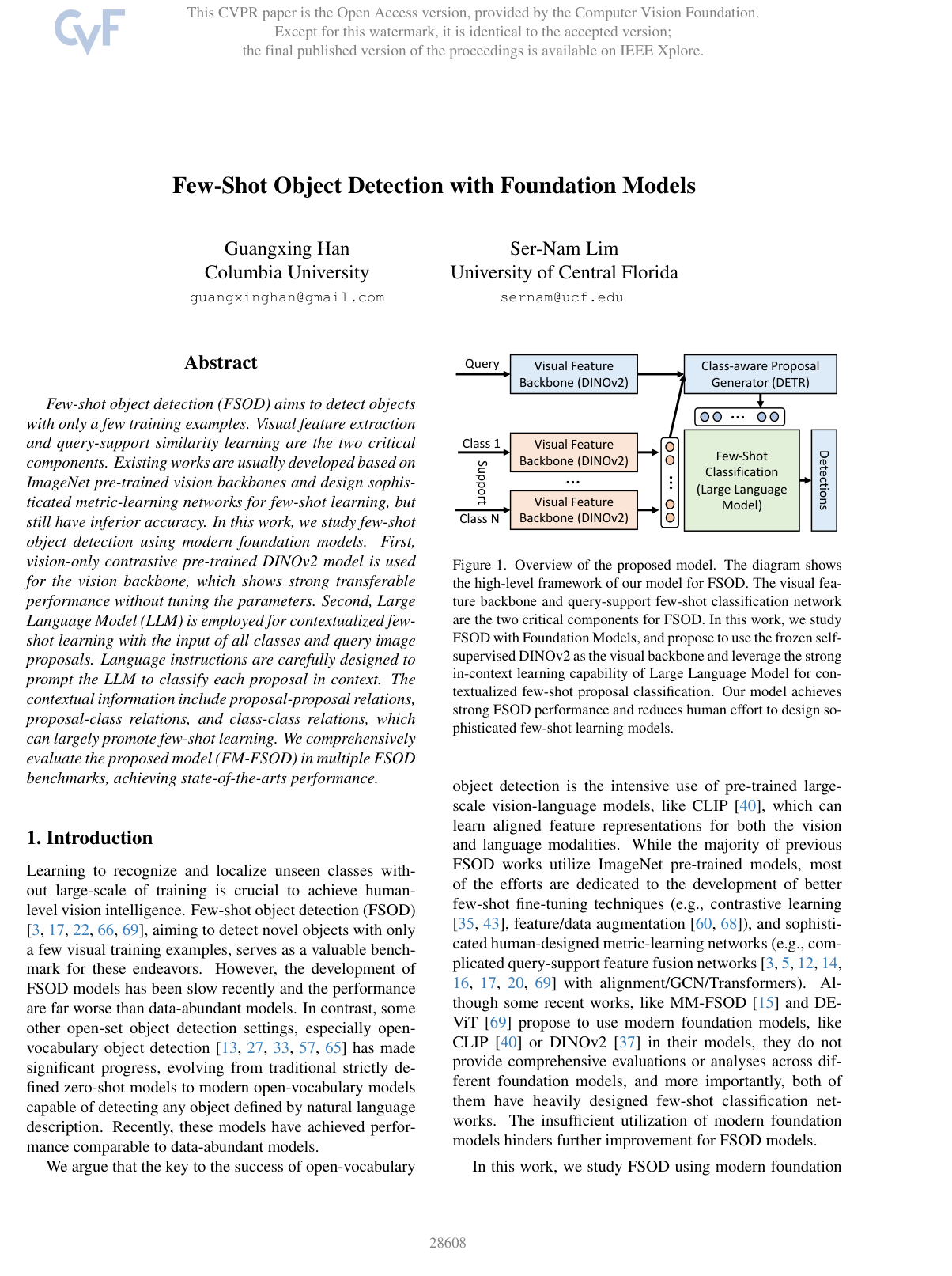 Few-Shot Object Detection with Foundation Models