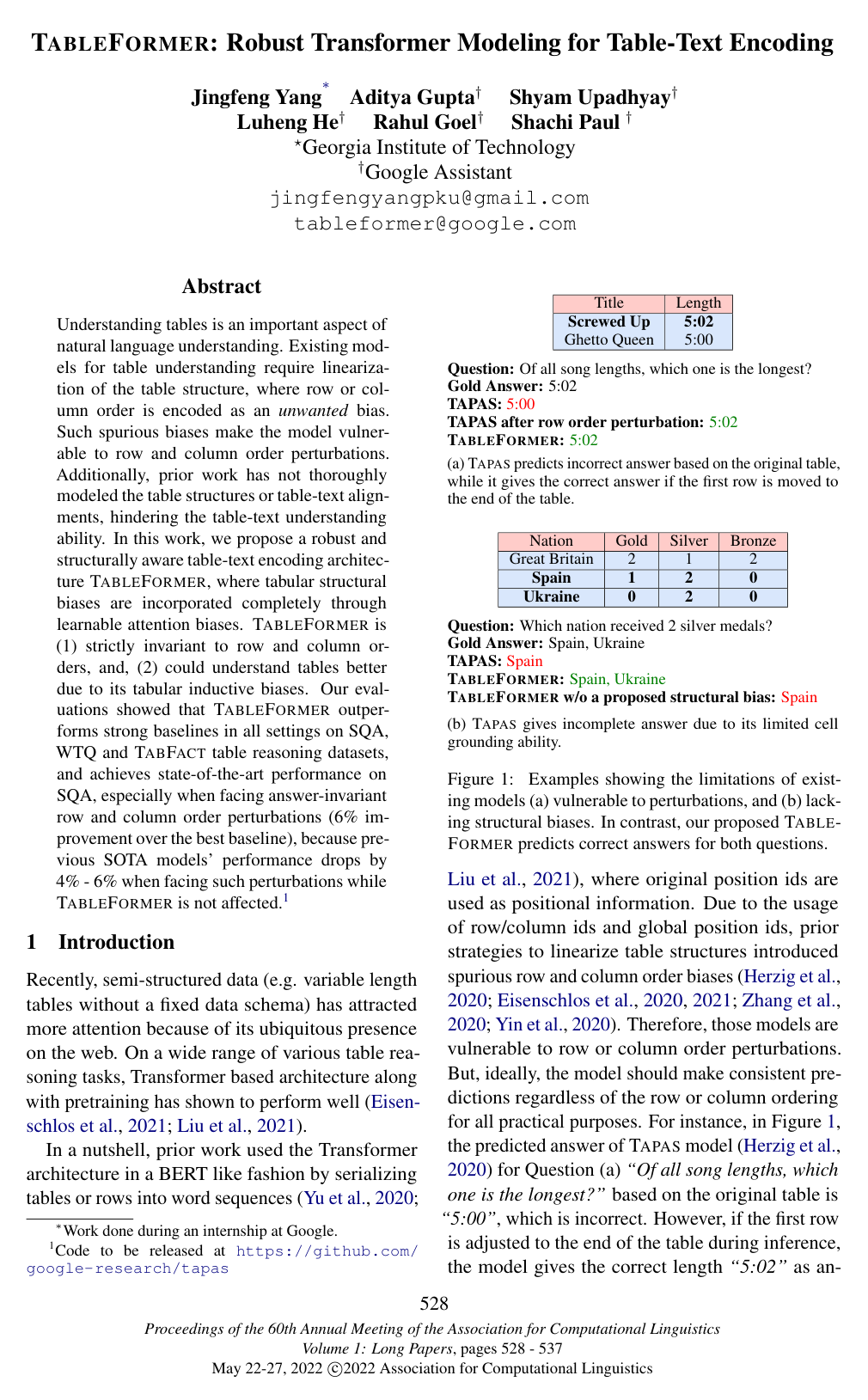 Cover for TableFormer: Robust Transformer Modeling for Table-Text Encoding