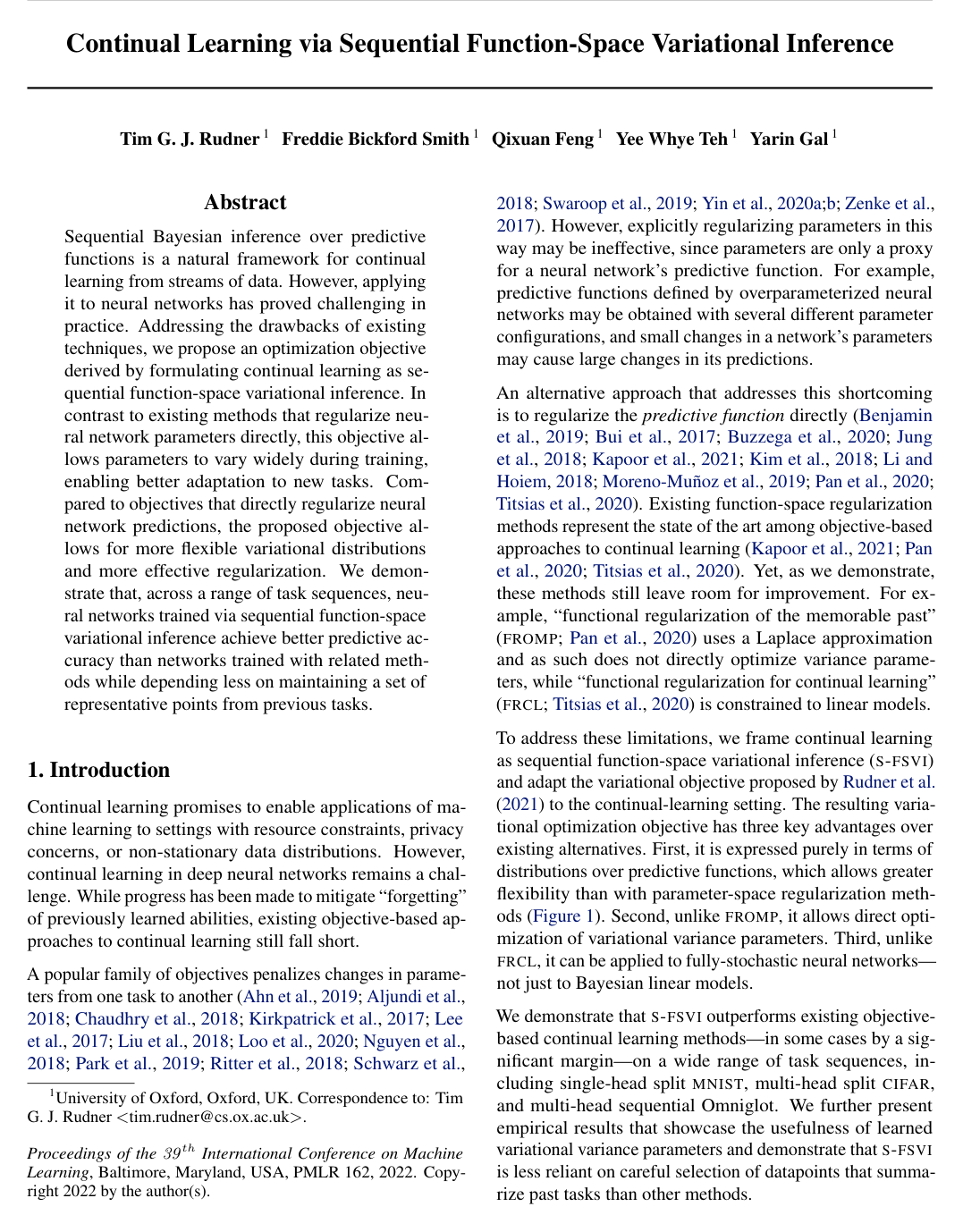 Cover for Continual Learning via Sequential Function-Space Variational Inference