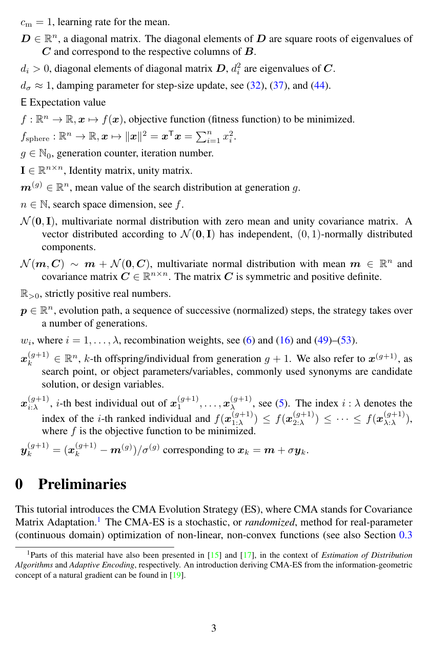 Cover for The CMA Evolution Strategy: A Tutorial