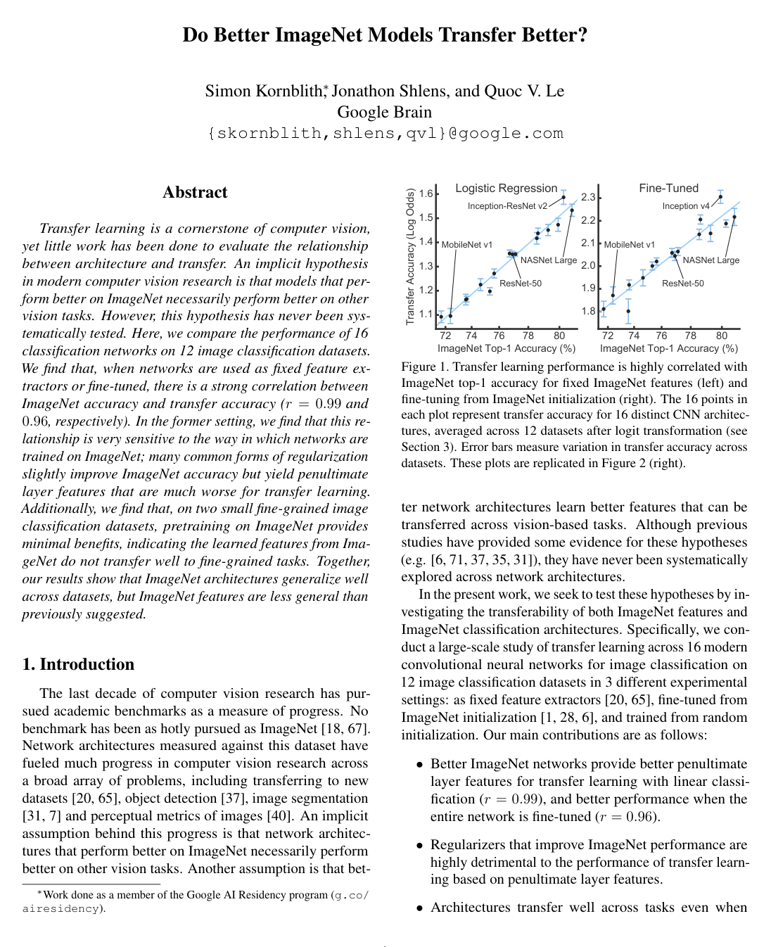 Do Better ImageNet Models Transfer Better?