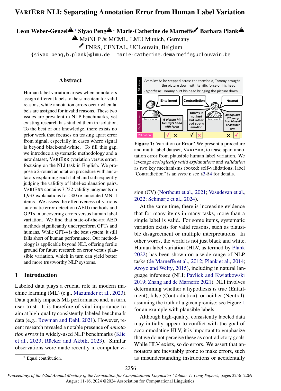 Cover for VariErr NLI: Separating Annotation Error from Human Label Variation