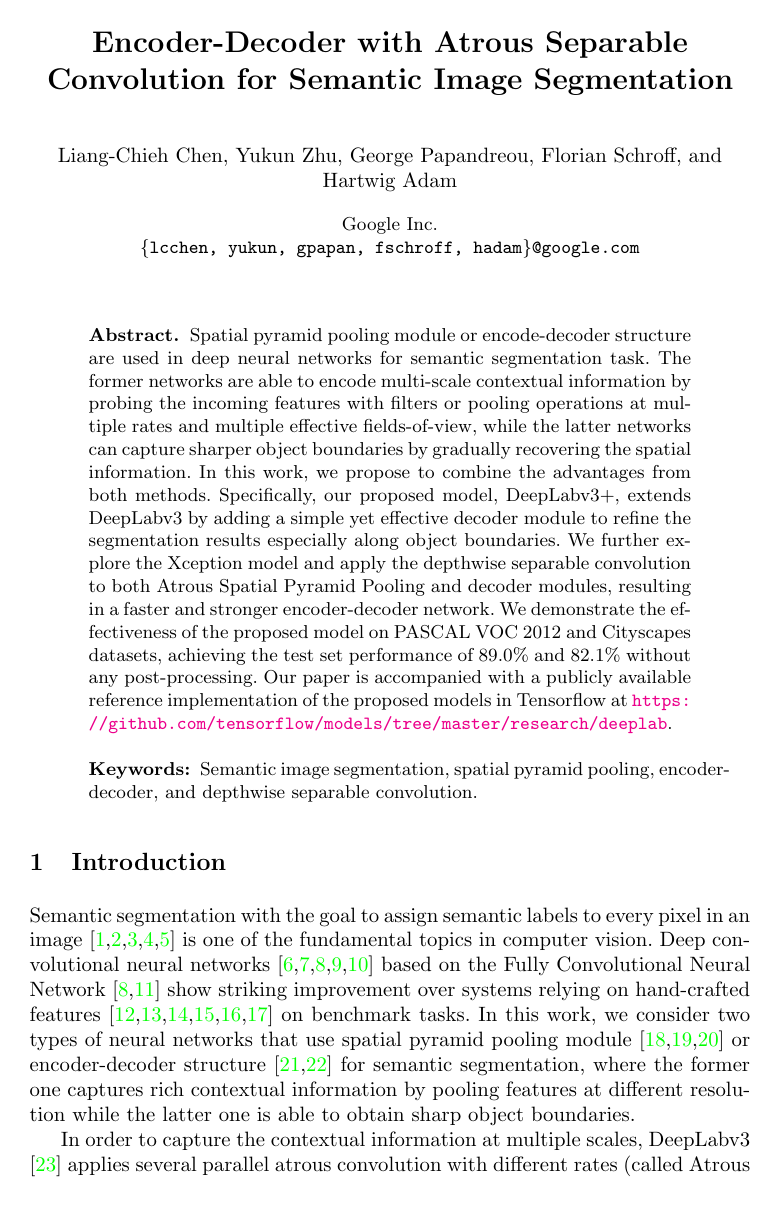Encoder-Decoder with Atrous Separable Convolution for Semantic Image Segmentation