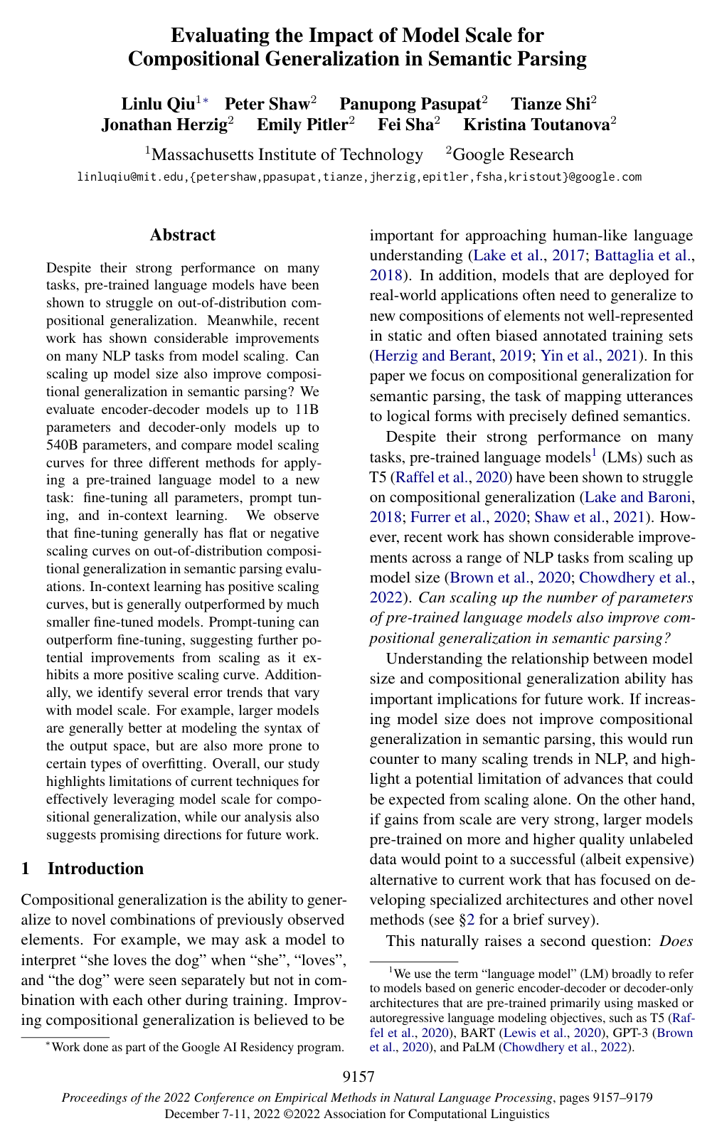 Cover for Evaluating the Impact of Model Scale for Compositional Generalization in Semantic Parsing