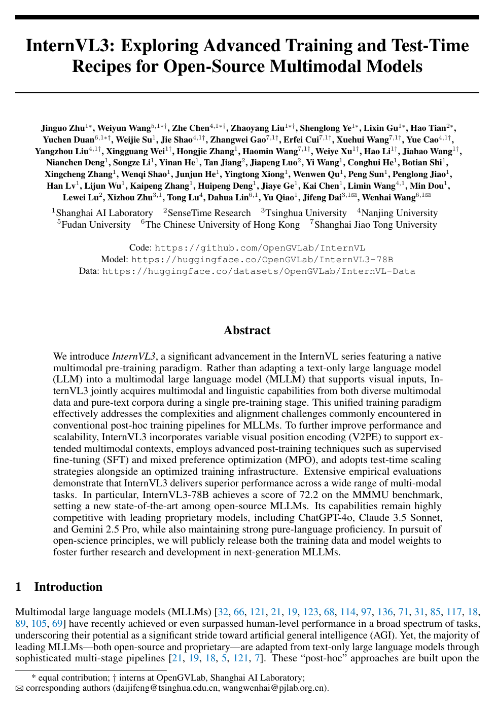Cover for InternVL3: Exploring Advanced Training and Test-Time Recipes for Open-Source Multimodal Models