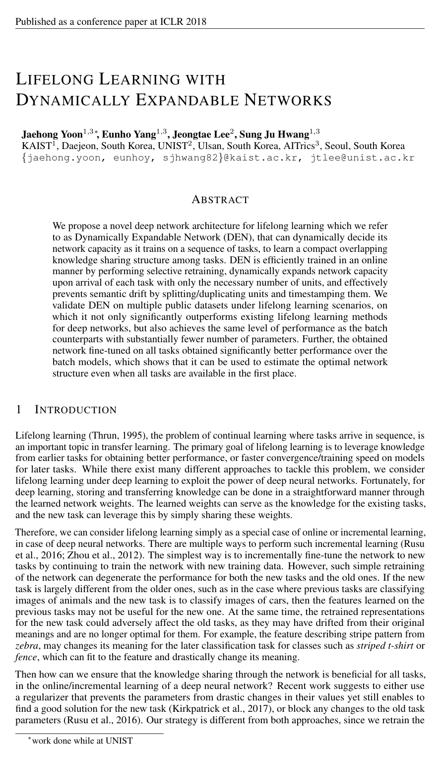 Cover for Lifelong Learning with Dynamically Expandable Networks