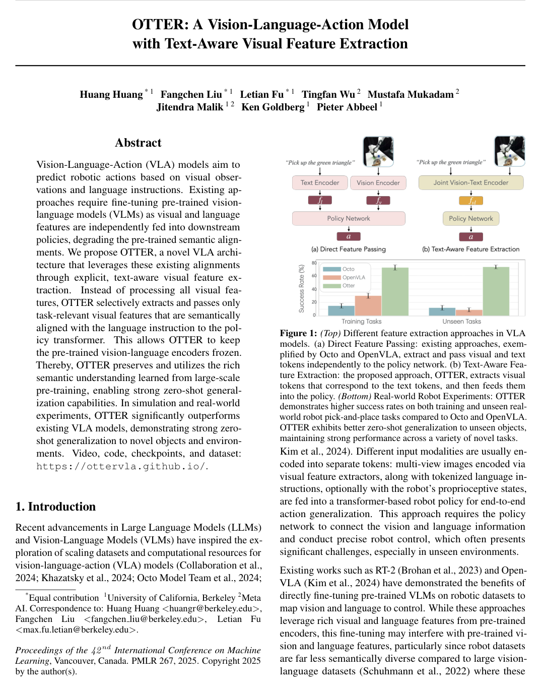 OTTER: A Vision-Language-Action Model with Text-Aware Visual Feature Extraction