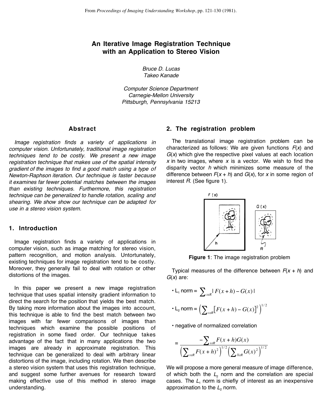 An Iterative Image Registration Technique with an Application to Stereo Vision