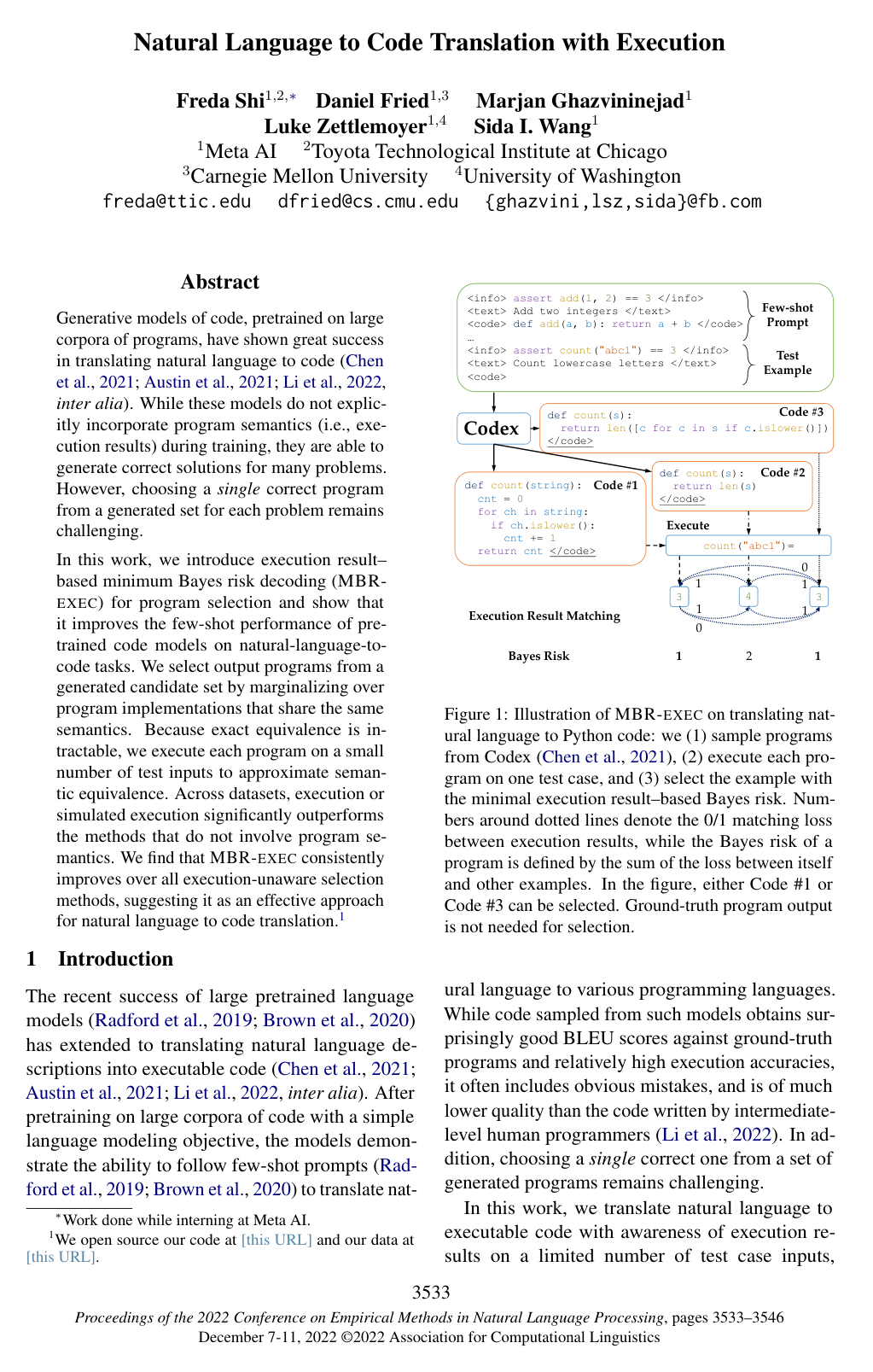 Cover for Natural Language to Code Translation with Execution