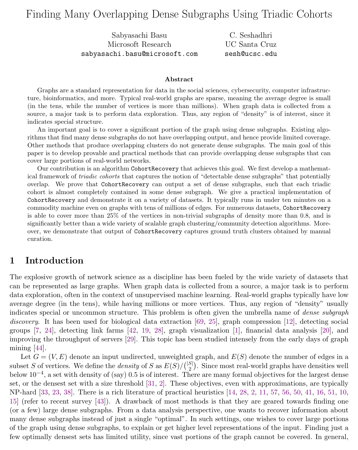 Finding Many Overlapping Dense Subgraphs Using Triadic Cohorts