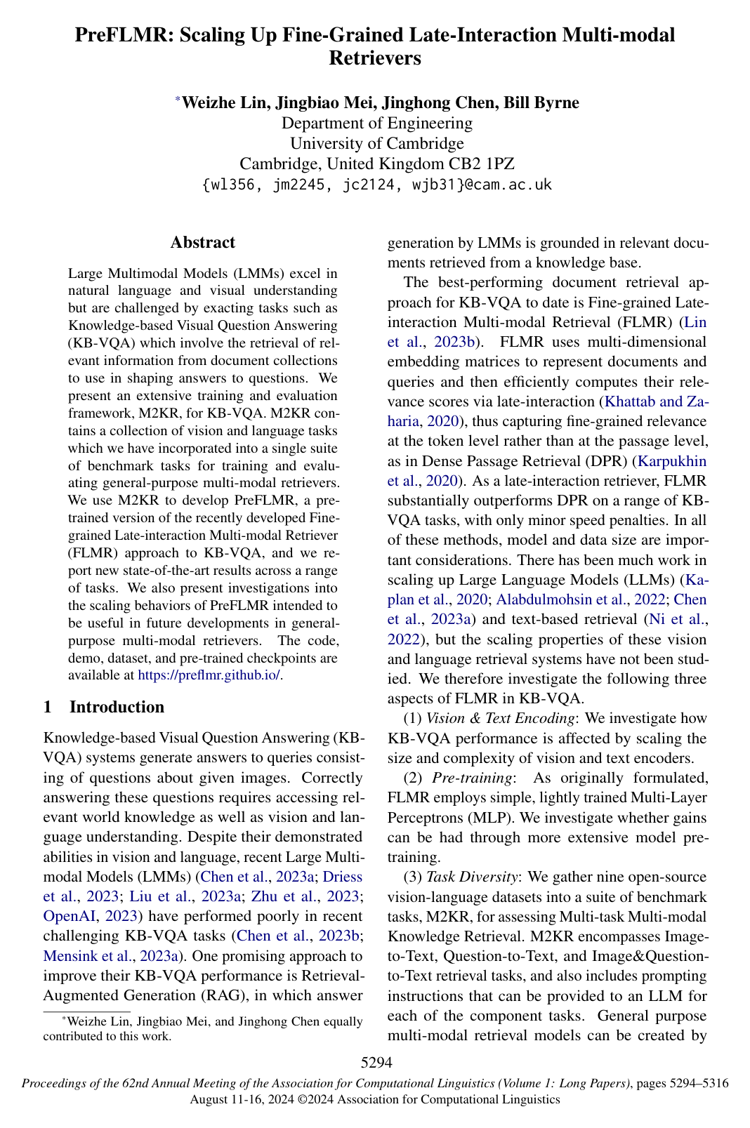 Cover for PreFLMR: Scaling Up Fine-Grained Late-Interaction Multi-modal Retrievers