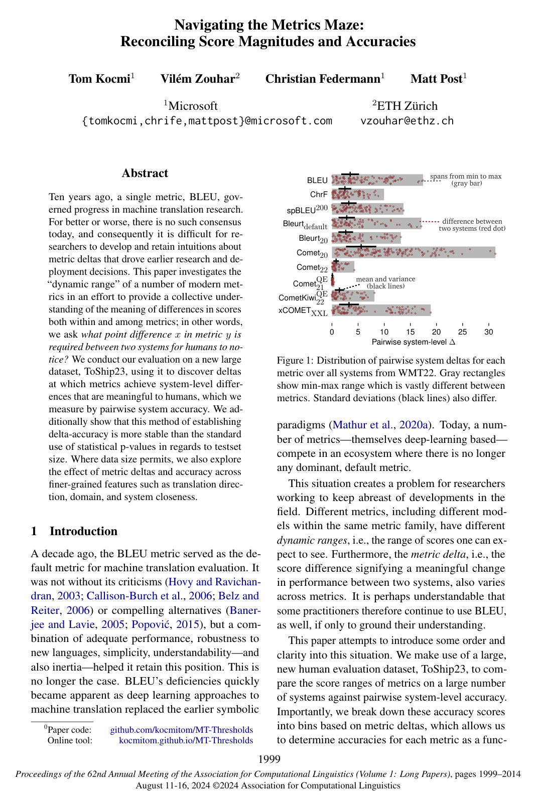 Cover for Navigating the Metrics Maze: Reconciling Score Magnitudes and Accuracies
