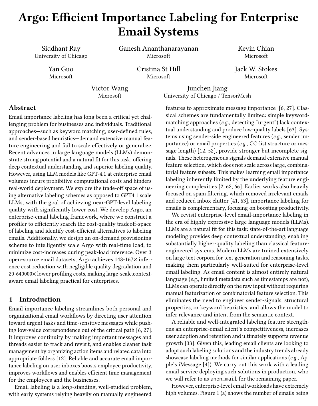 Cover for Argo: Efficient Importance Labeling for Enterprise Email Systems