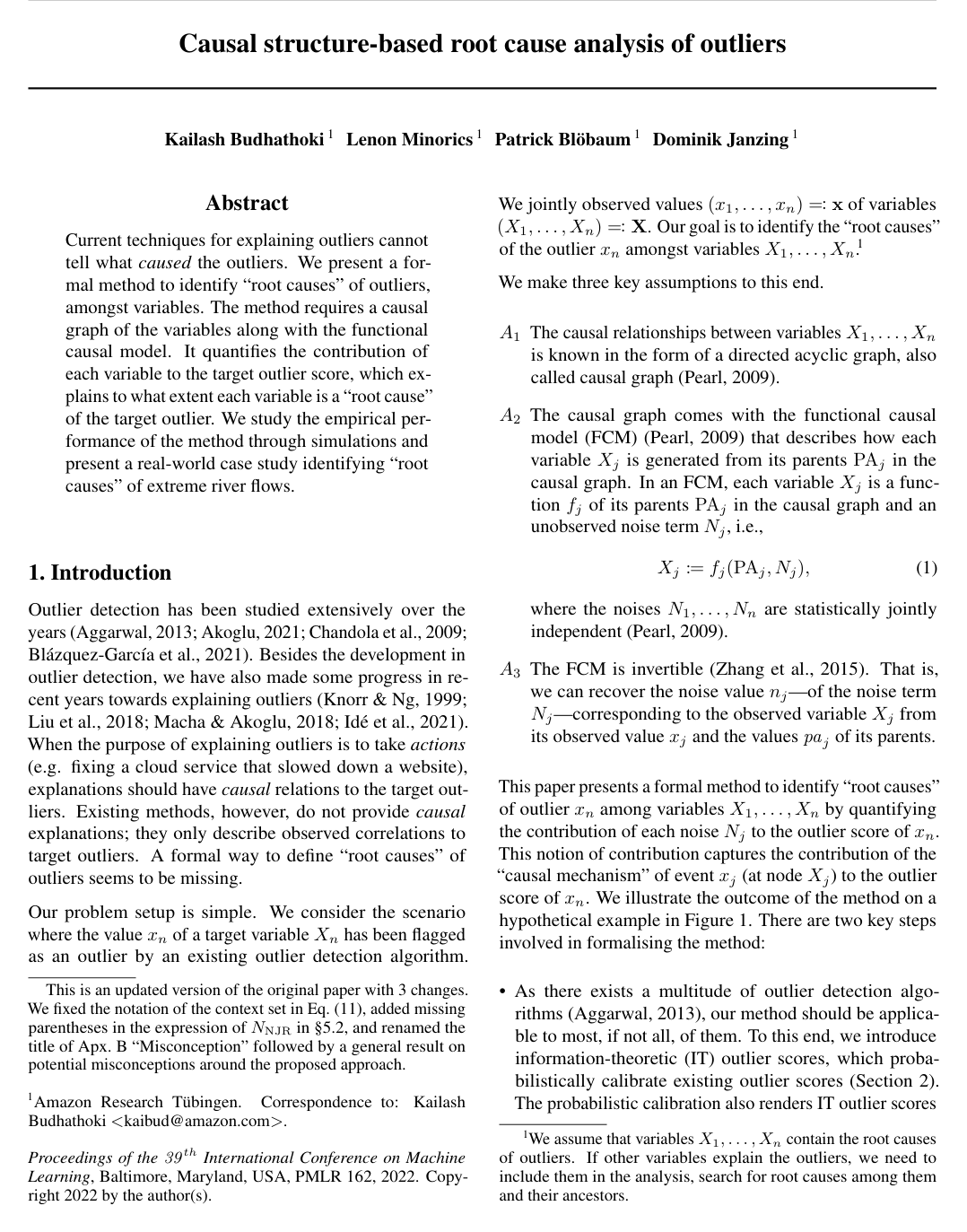 Causal structure-based root cause analysis of outliers