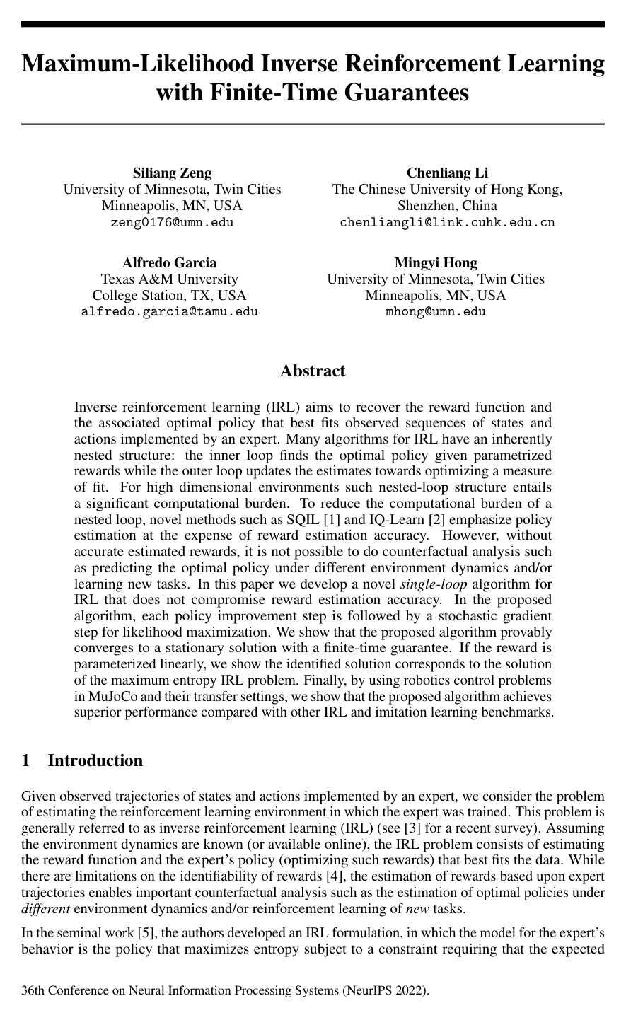 Cover for Maximum-Likelihood Inverse Reinforcement Learning with Finite-Time Guarantees