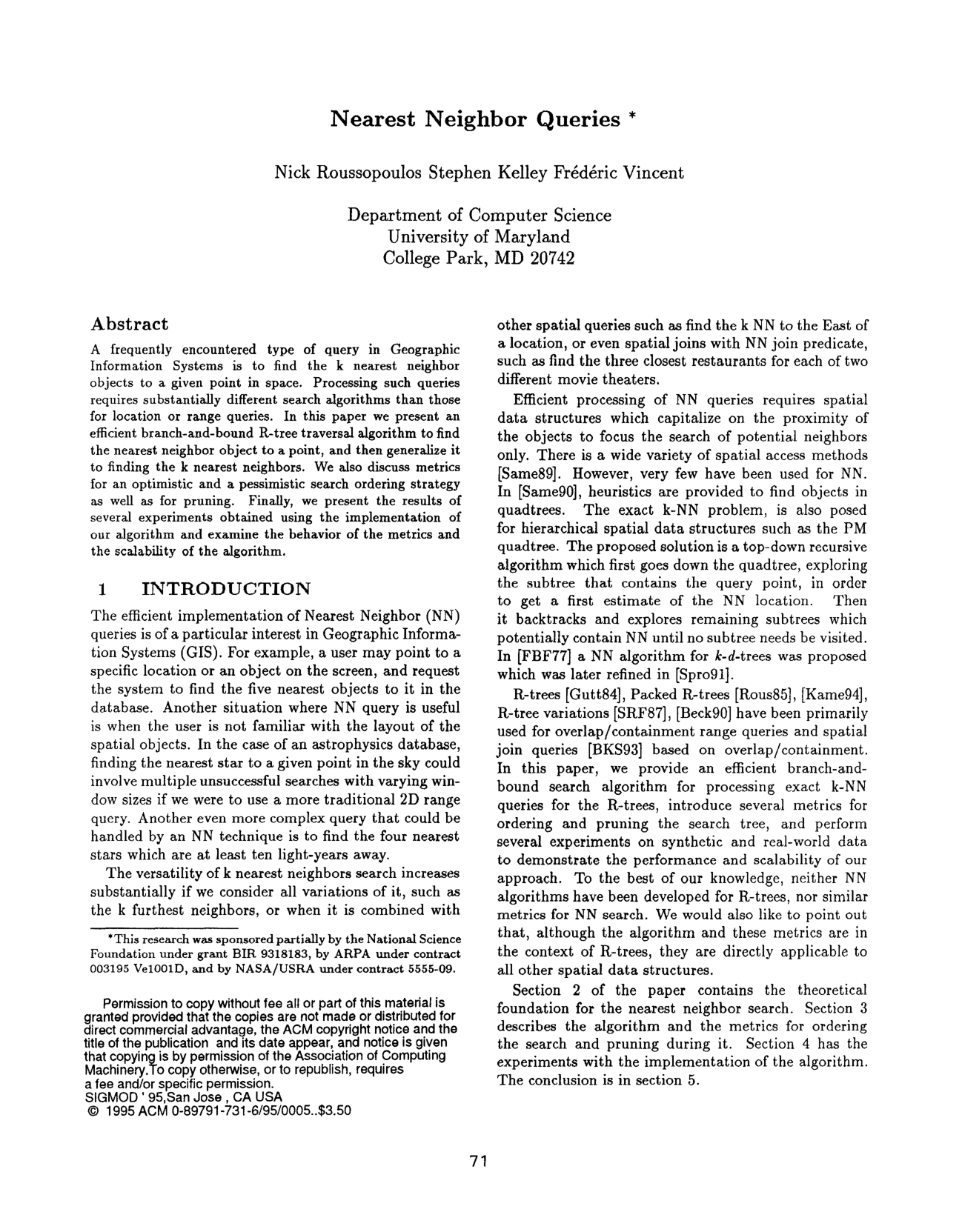 Nearest neighbor queries