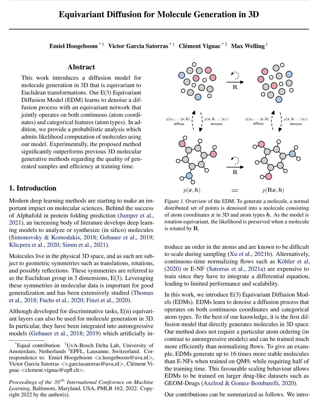 Cover for Equivariant Diffusion for Molecule Generation in 3D