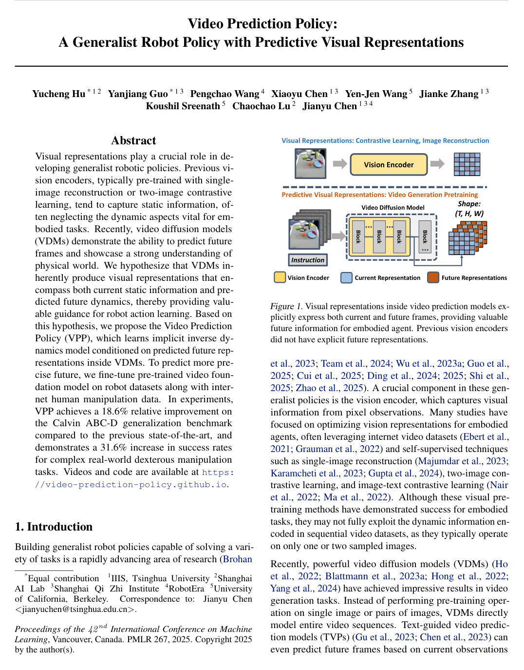 Video Prediction Policy: A Generalist Robot Policy with Predictive Visual Representations