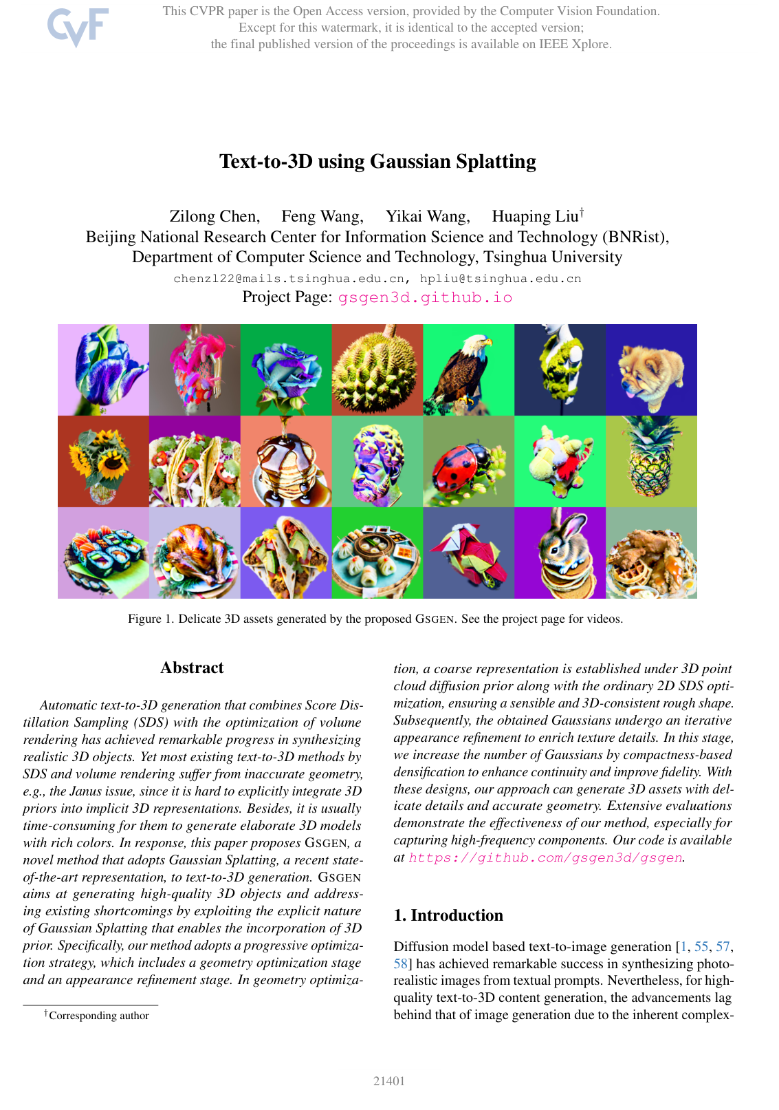 Cover for Text-to-3D using Gaussian Splatting