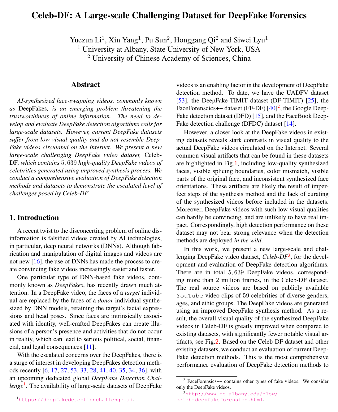 Celeb-DF: A Large-Scale Challenging Dataset for DeepFake Forensics