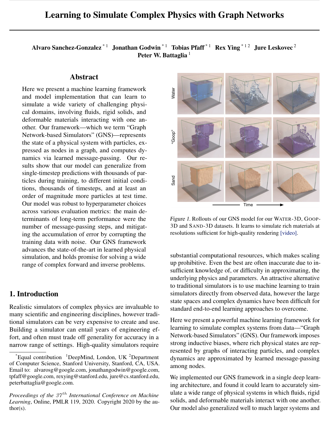 Cover for Learning to Simulate Complex Physics with Graph Networks