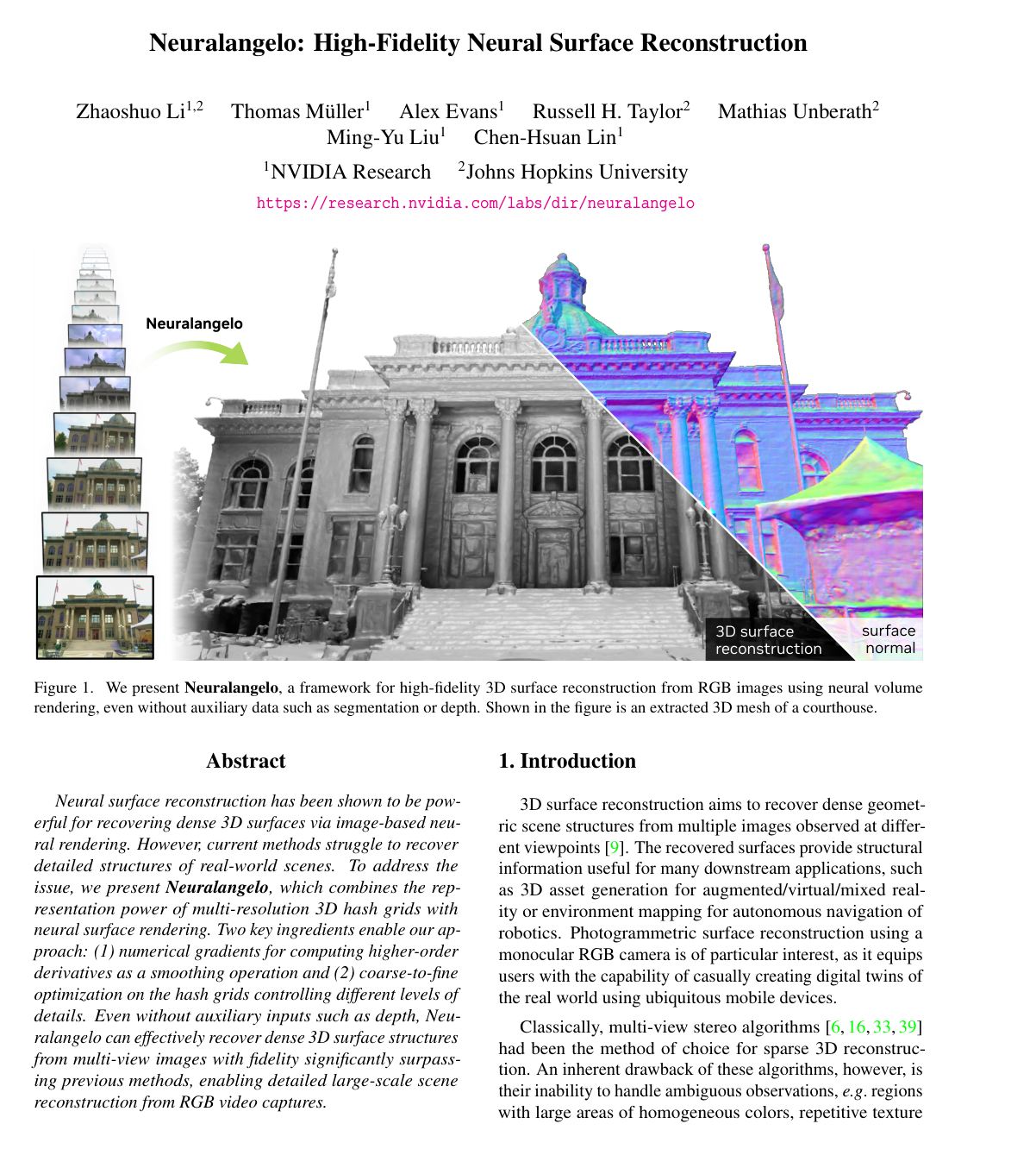 Neuralangelo: High-Fidelity Neural Surface Reconstruction