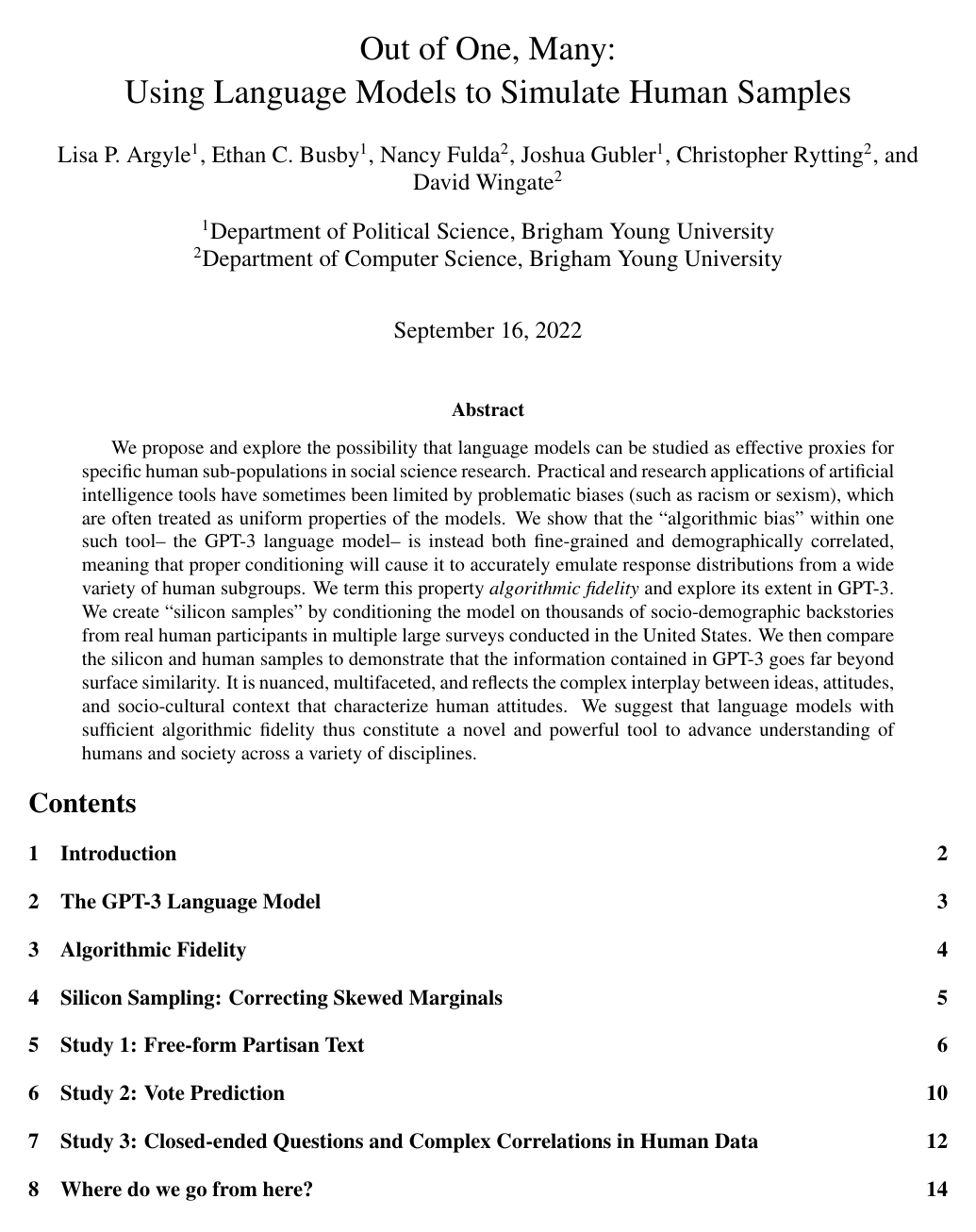 Cover for Out of One, Many: Using Language Models to Simulate Human Samples