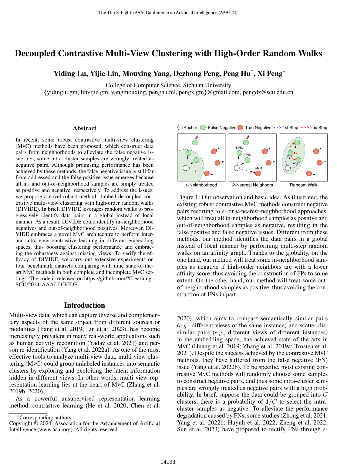 Decoupled Contrastive Multi-View Clustering with High-Order Random Walks