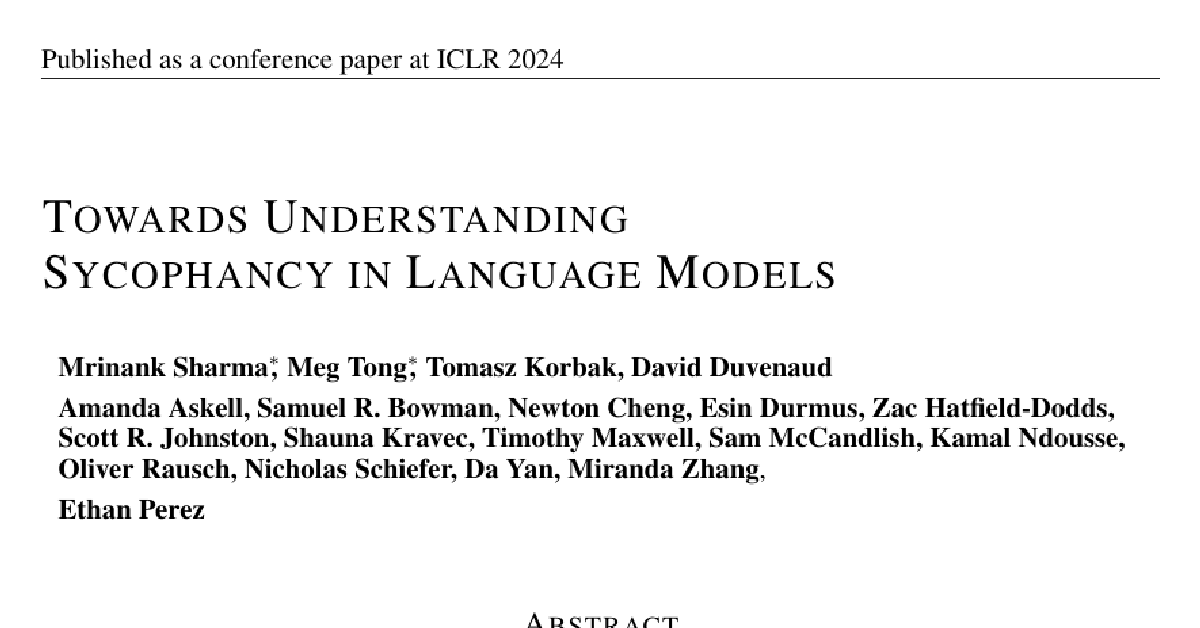 Towards Understanding Sycophancy in Language Models cover