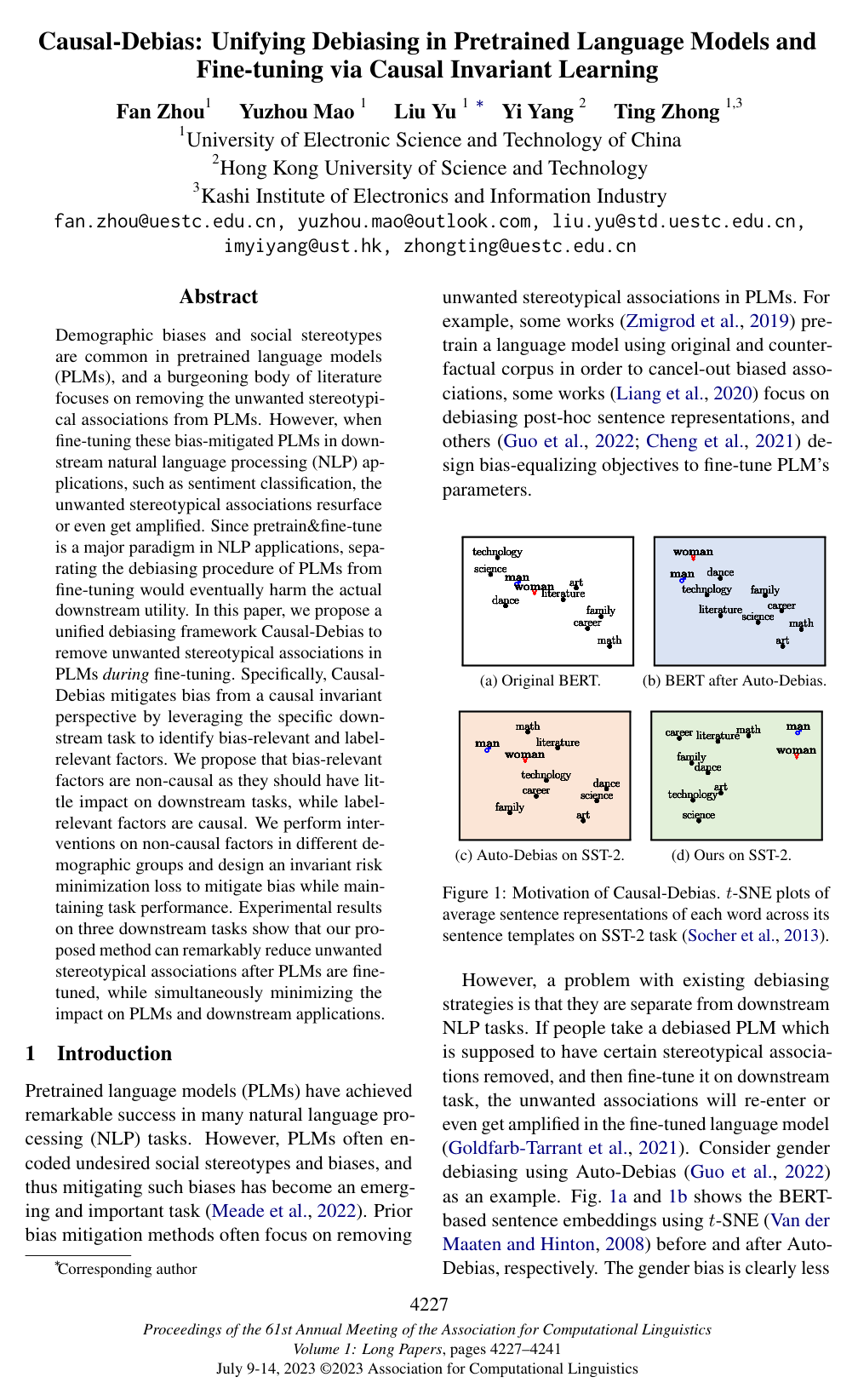 Cover for Causal-Debias: Unifying Debiasing in Pretrained Language Models and Fine-tuning via Causal Invariant Learning