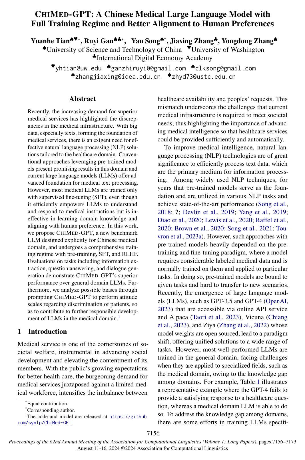 ChiMed-GPT: A Chinese Medical Large Language Model with Full Training Regime and Better Alignment to Human Preferences