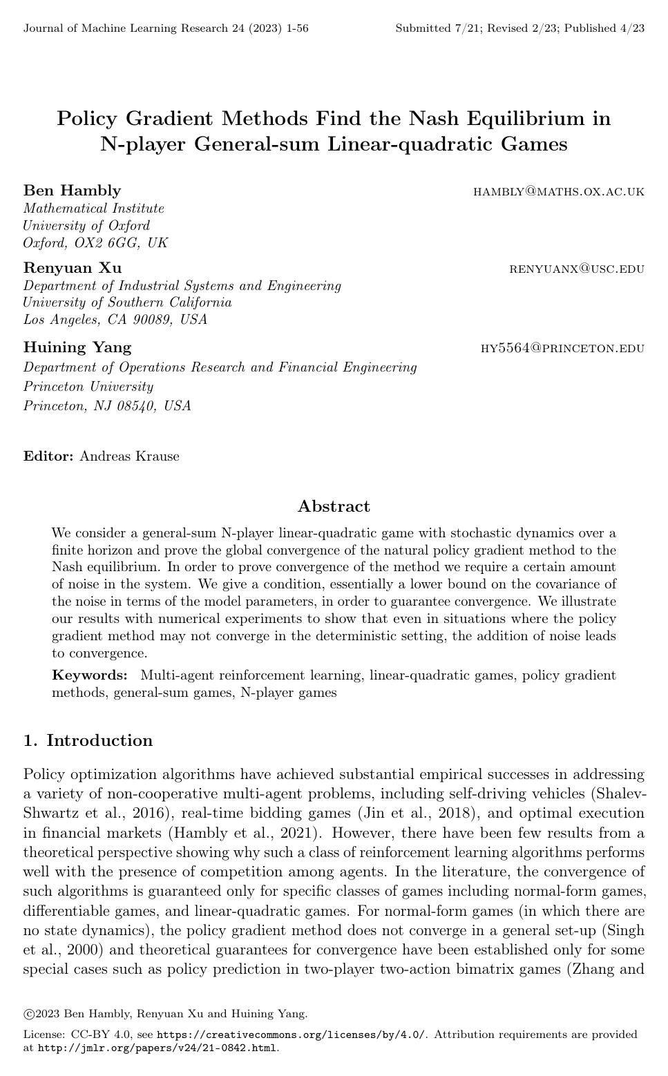 Policy Gradient Methods Find the Nash Equilibrium in N-player General-sum Linear-quadratic Games