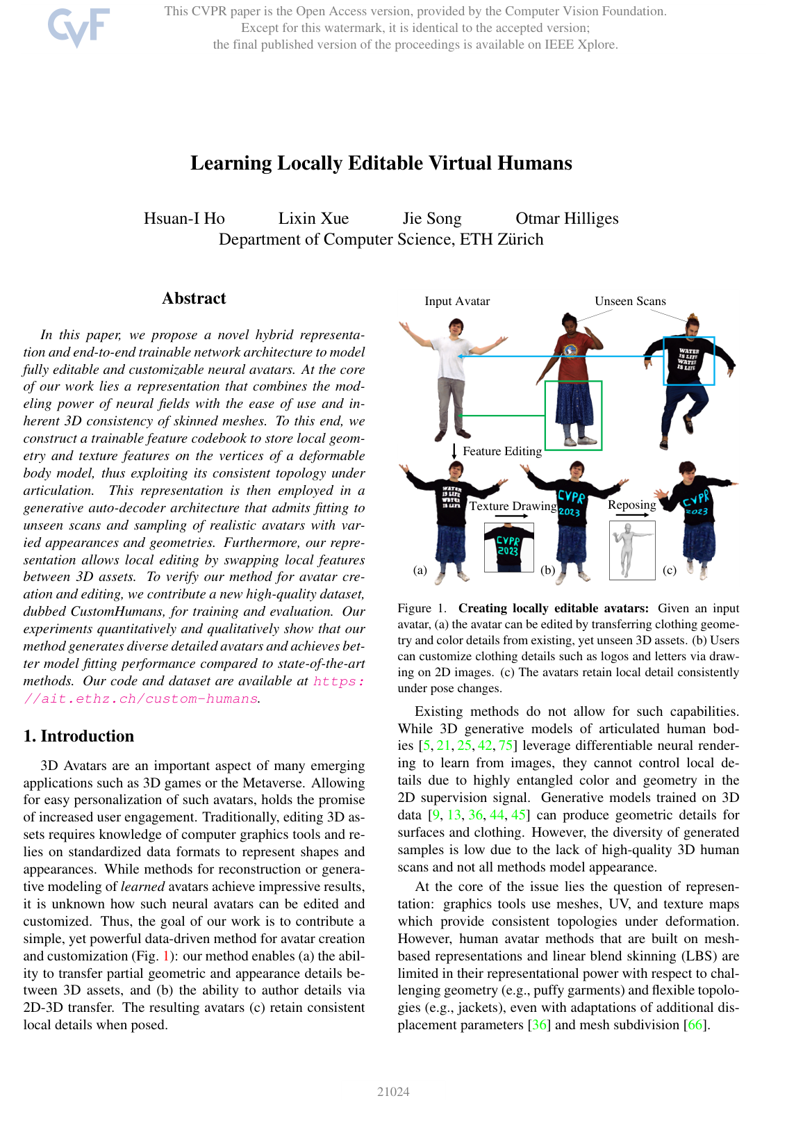 Cover for Learning Locally Editable Virtual Humans