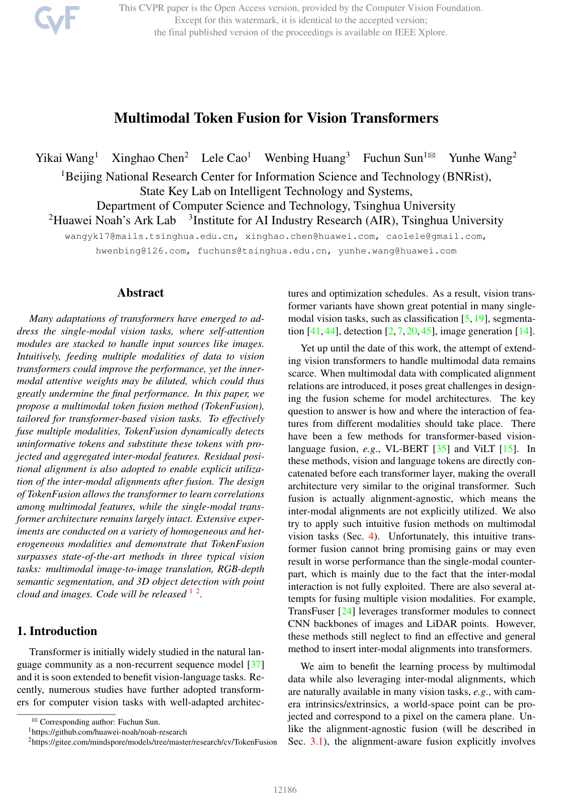 Multimodal Token Fusion for Vision Transformers
