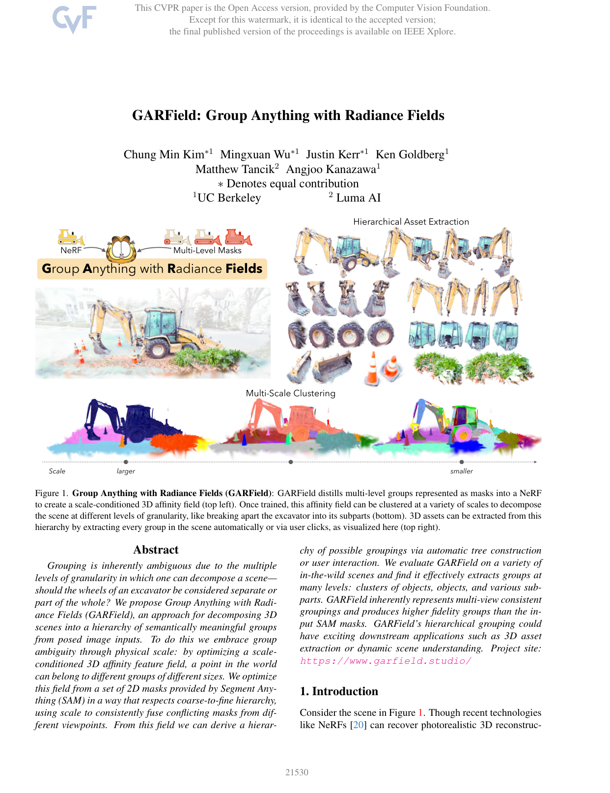 GARField: Group Anything with Radiance Fields