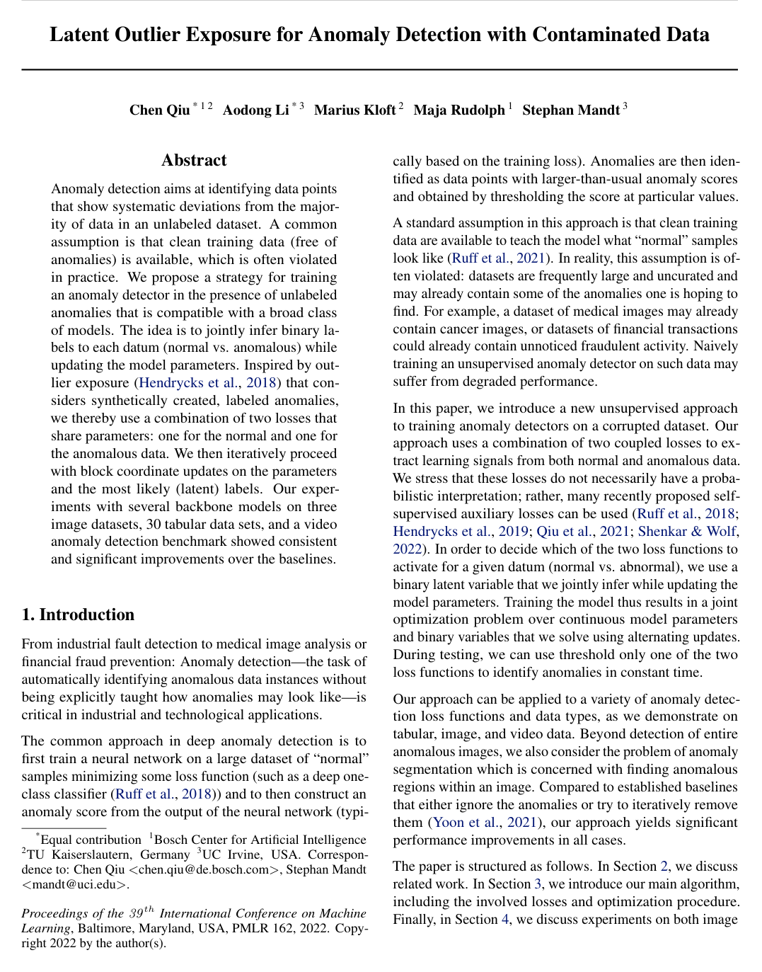 Cover for Latent Outlier Exposure for Anomaly Detection with Contaminated Data