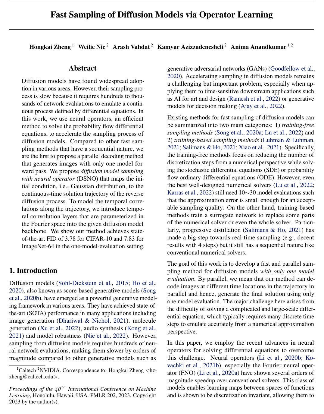 Cover for Fast Sampling of Diffusion Models via Operator Learning