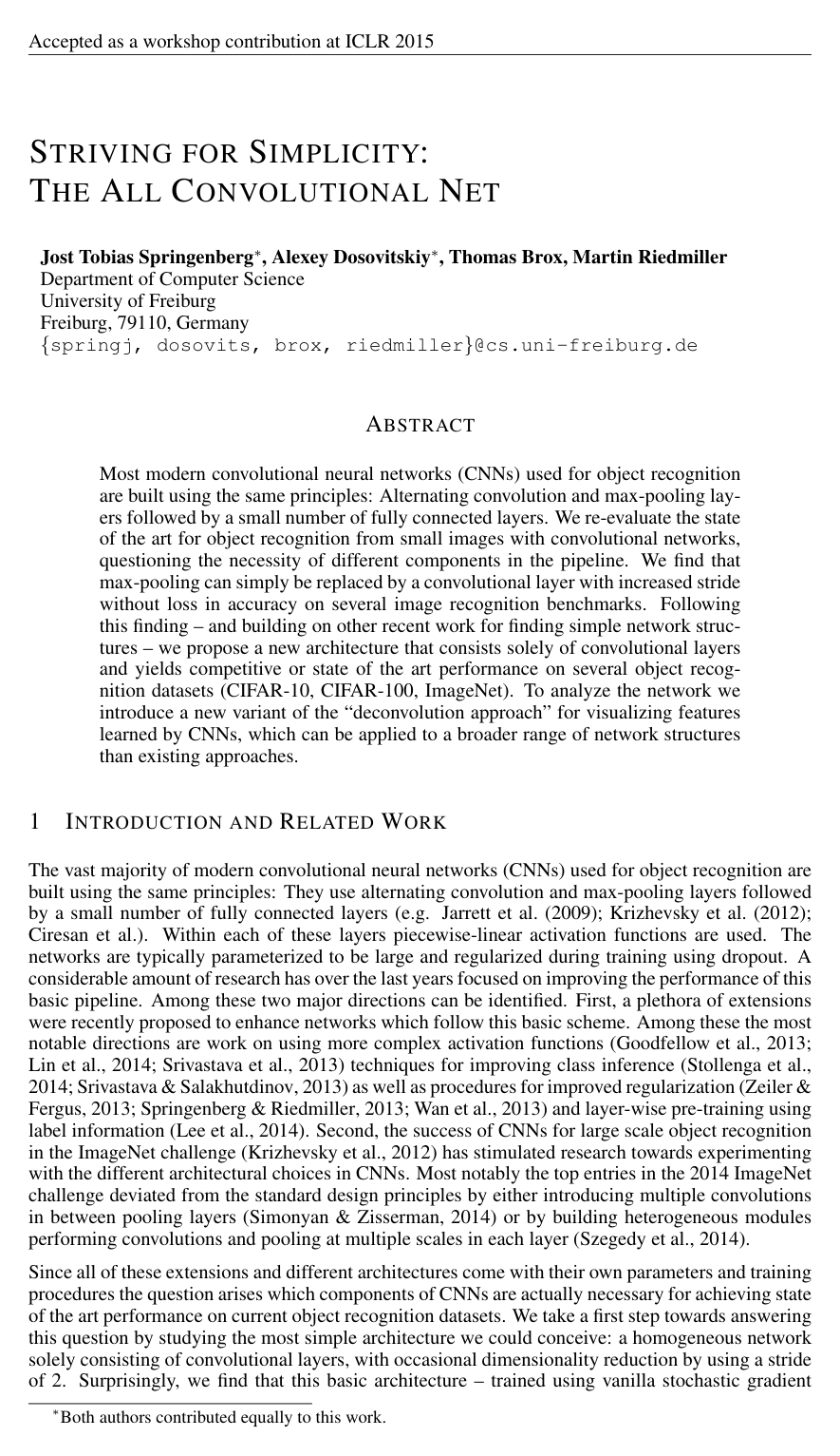 Striving for Simplicity: The All Convolutional Net