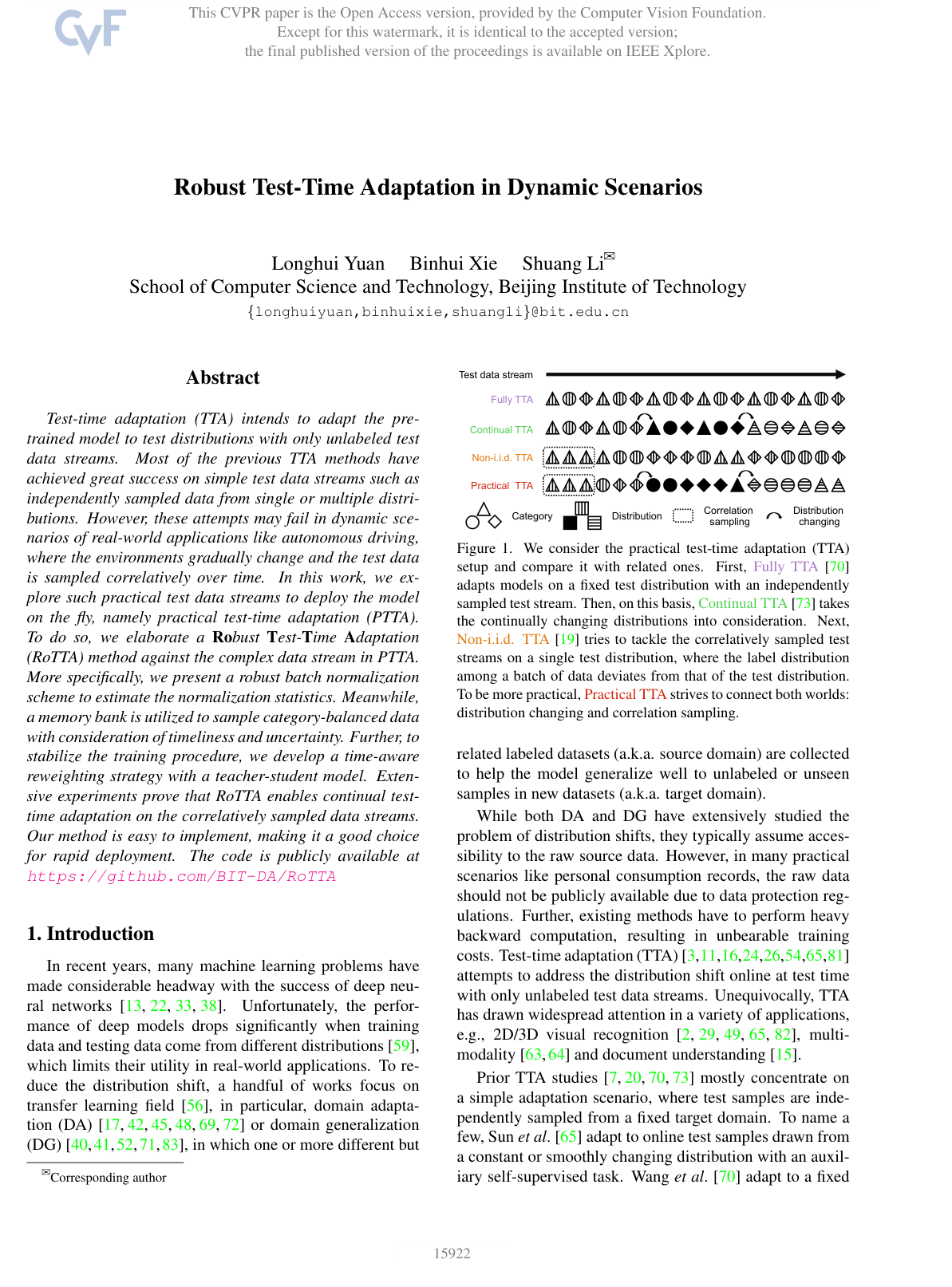 Robust Test-Time Adaptation in Dynamic Scenarios