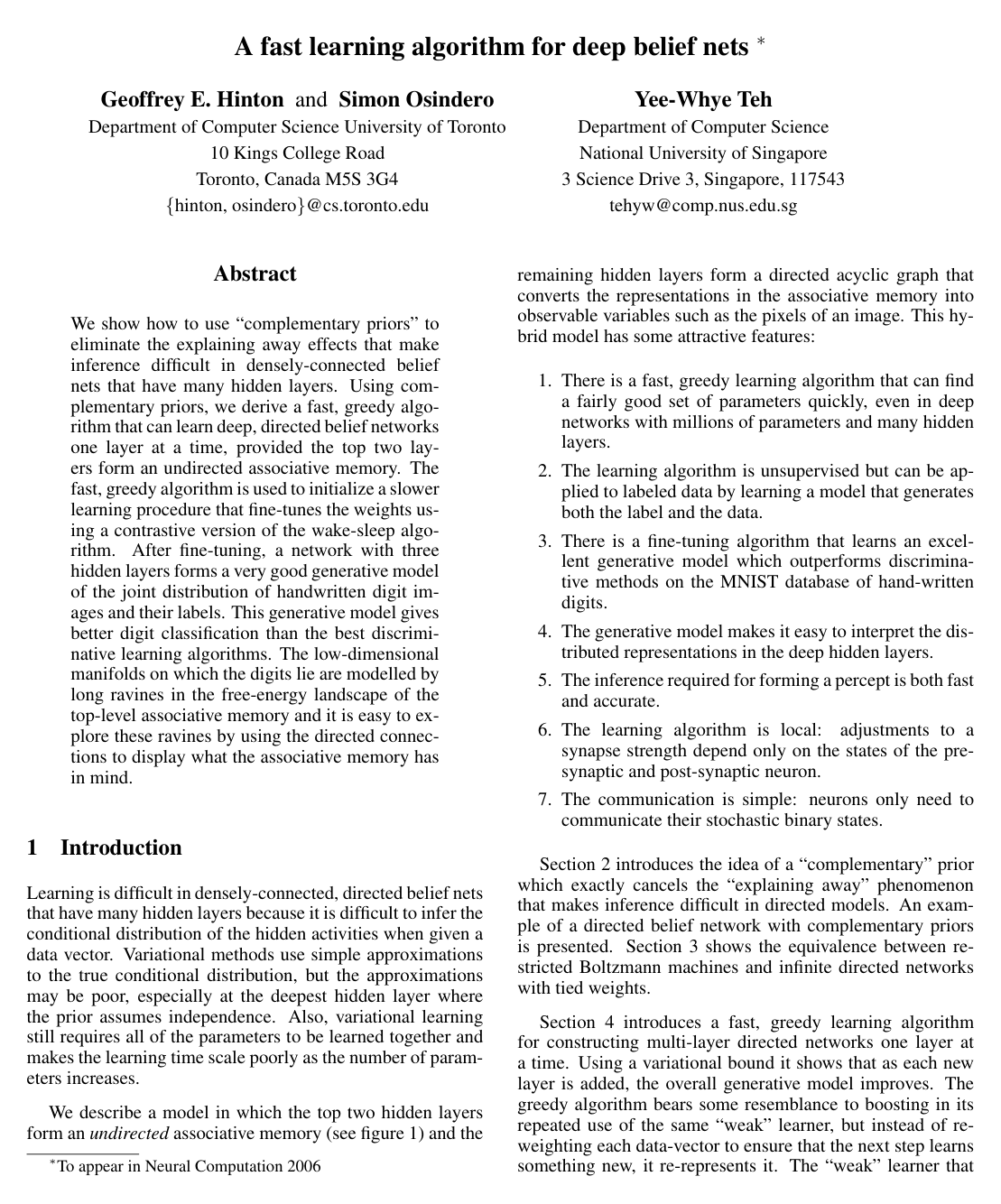 A Fast Learning Algorithm for Deep Belief Nets
