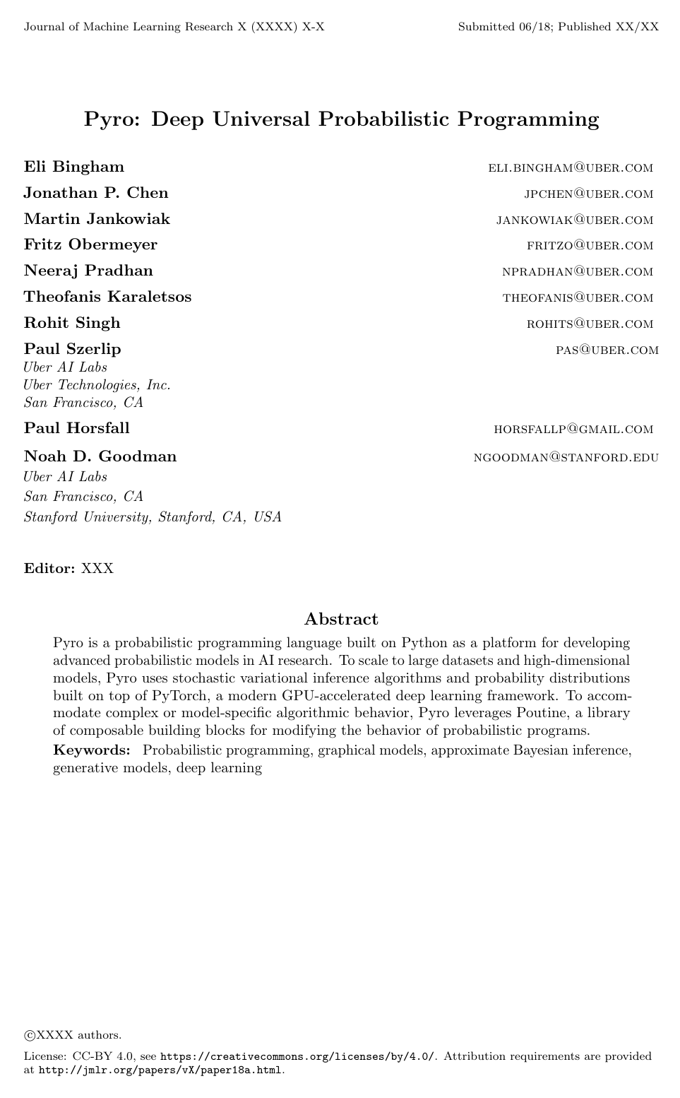 Pyro: Deep Universal Probabilistic Programming