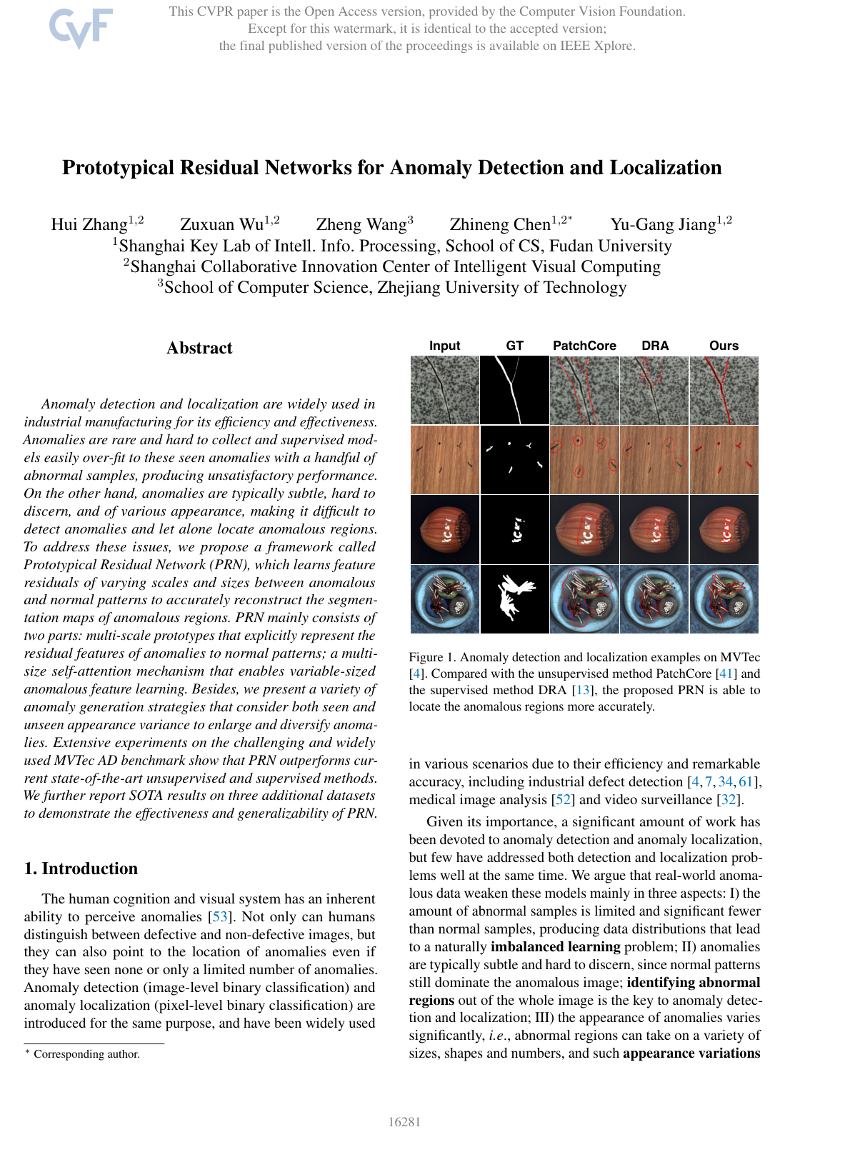 Cover for Prototypical Residual Networks for Anomaly Detection and Localization