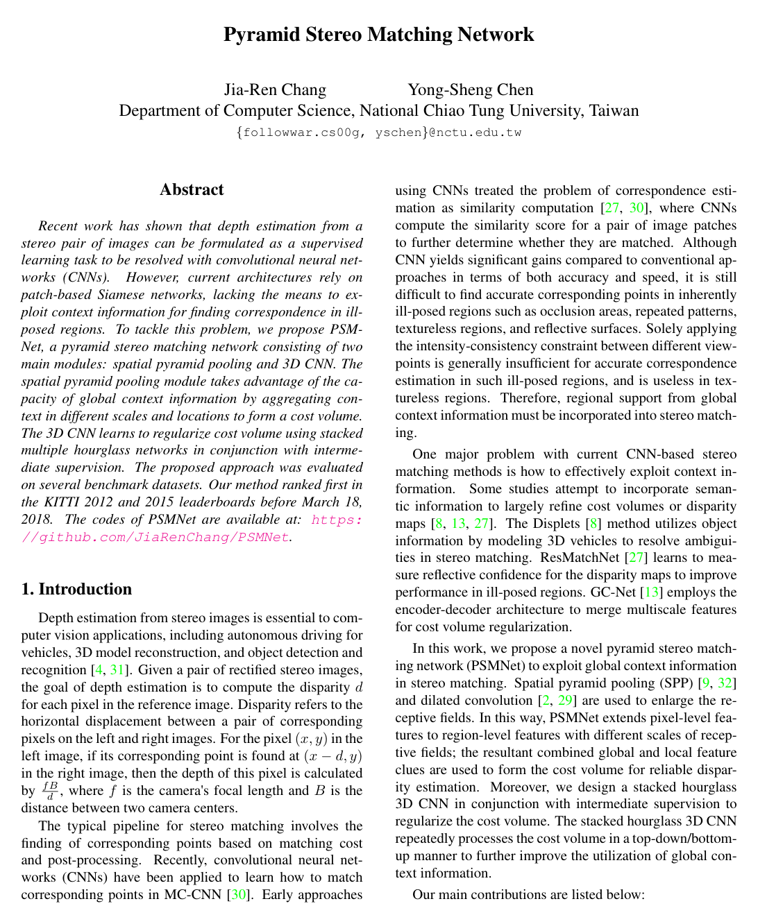 Cover for Pyramid Stereo Matching Network