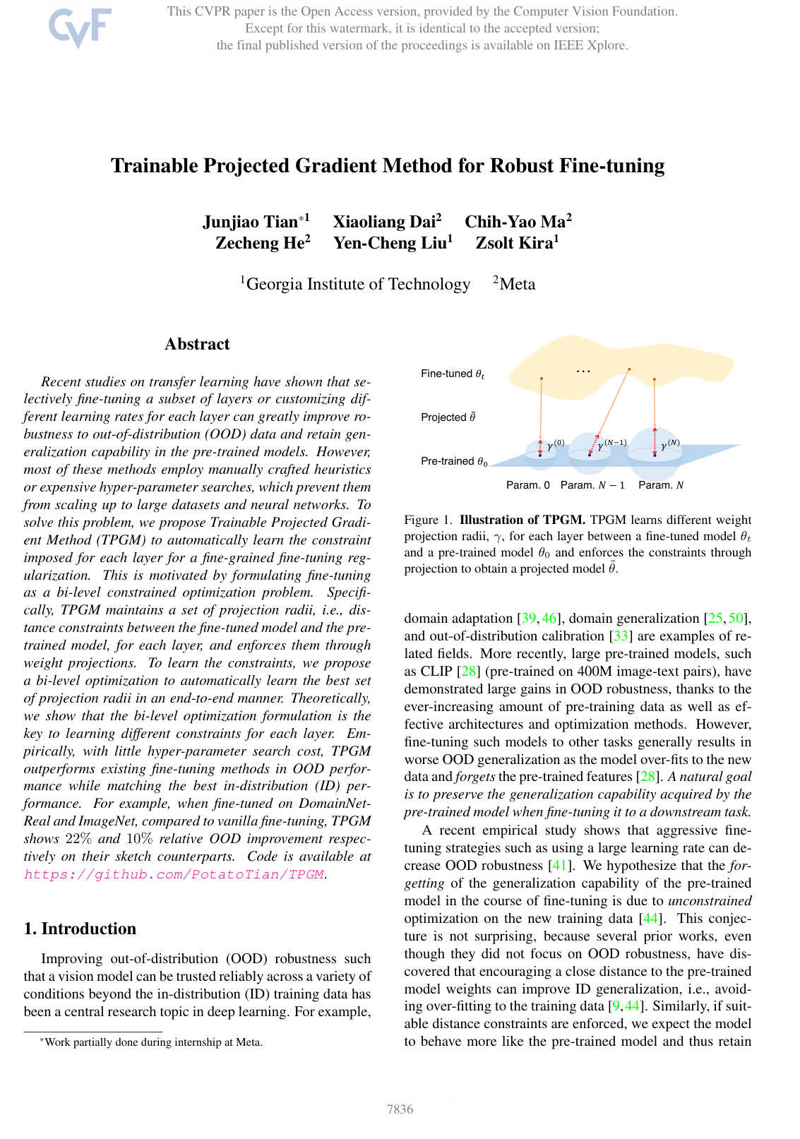 Cover for Trainable Projected Gradient Method for Robust Fine-Tuning