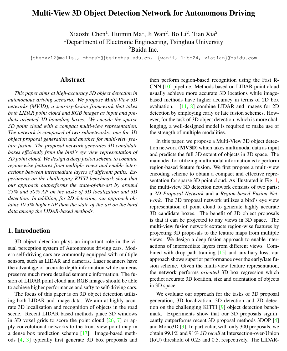 Cover for Multi-view 3D Object Detection Network for Autonomous Driving