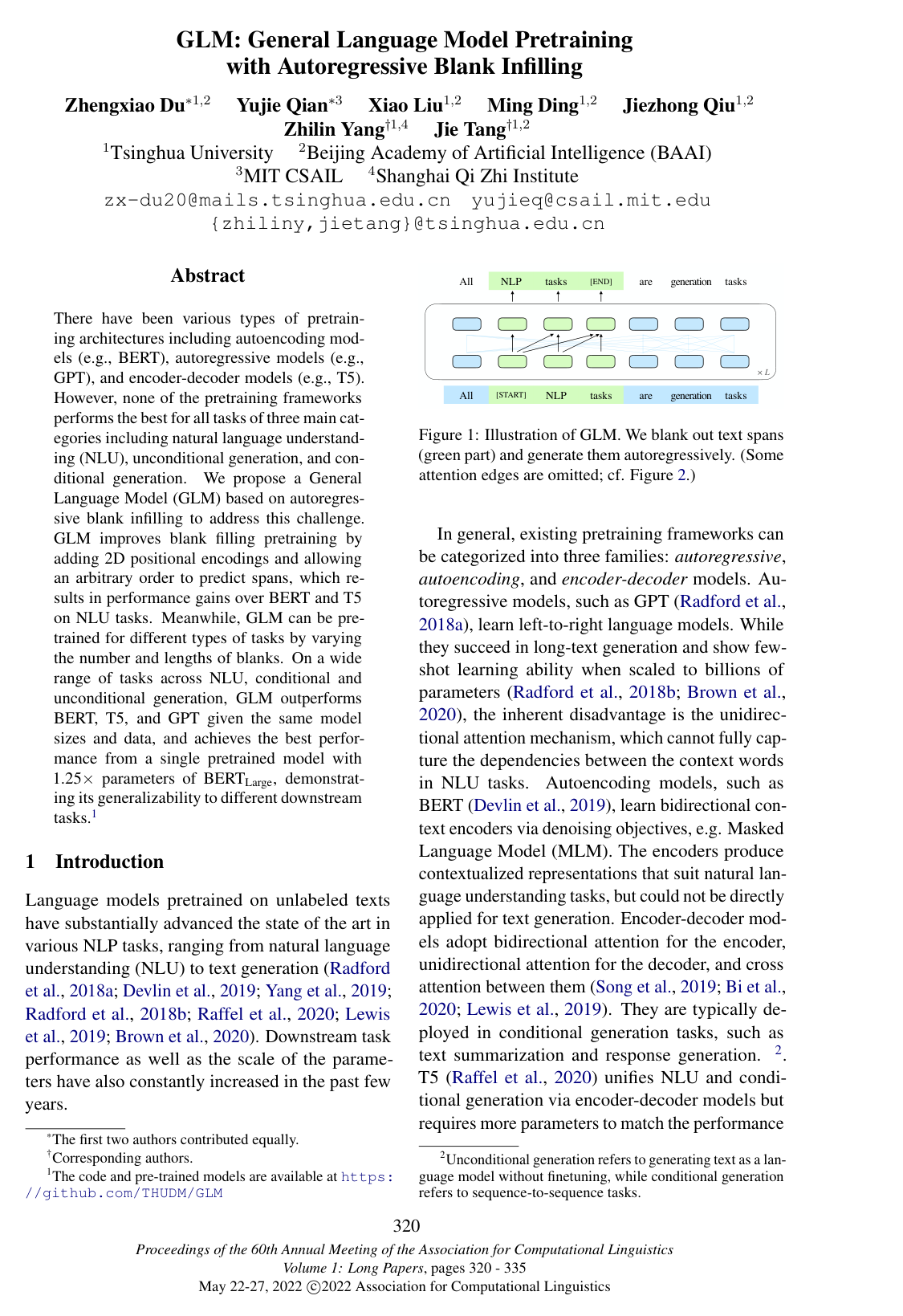 Cover for GLM: General Language Model Pretraining with Autoregressive Blank Infilling