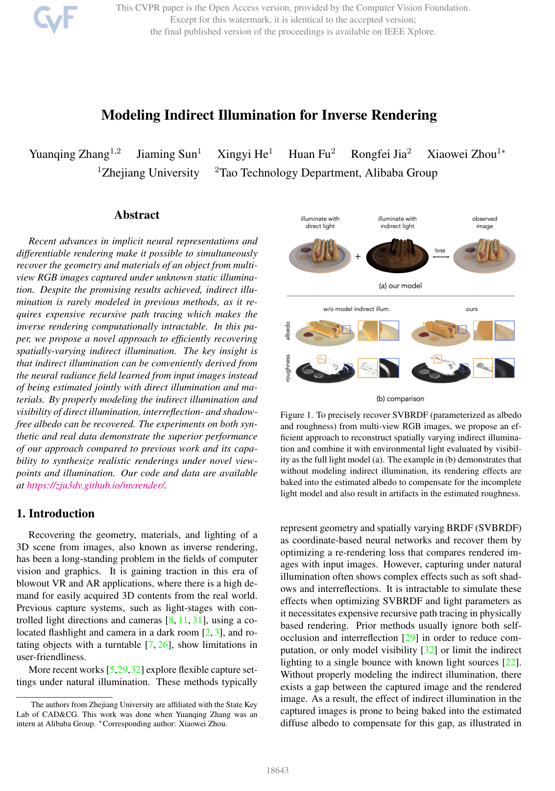 Cover for Modeling Indirect Illumination for Inverse Rendering