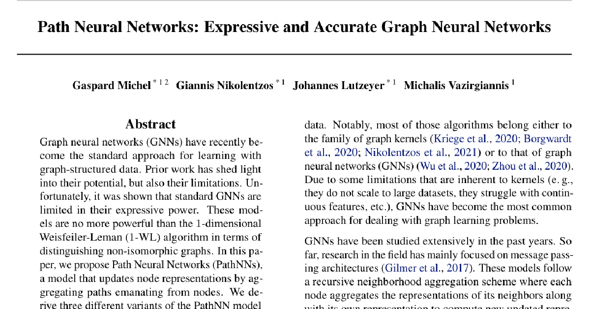 Path Neural Networks: Expressive and Accurate Graph Neural Networks cover